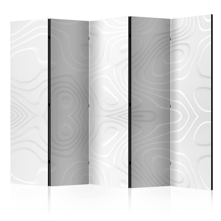 Room Divider White Waves (5-piece) - whimsical abstraction in light shades