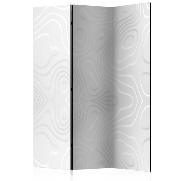 Room Divider Waves of White (3-piece) - modern abstraction in light tones