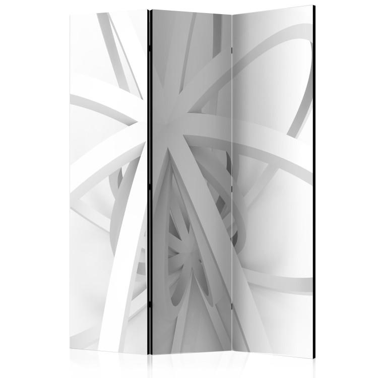 Room Divider Lacy Form (3-piece) - abstraction with a white geometric figure