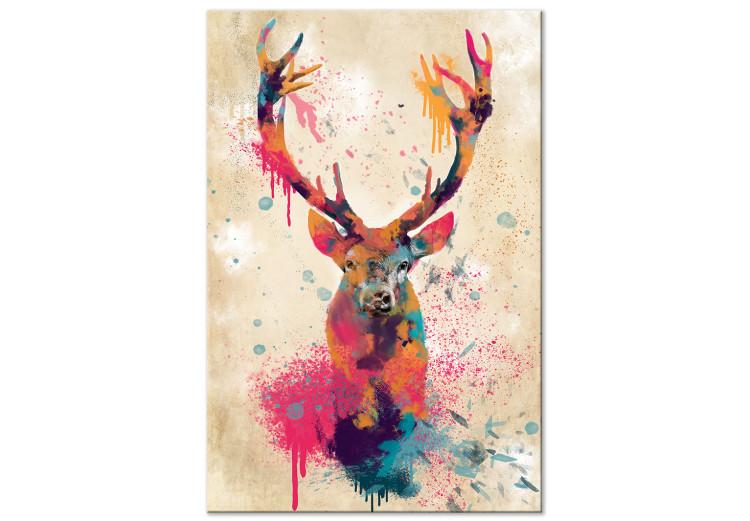 Canvas Print Watercolor Deer (1-part) vertical - abstract colorful animal