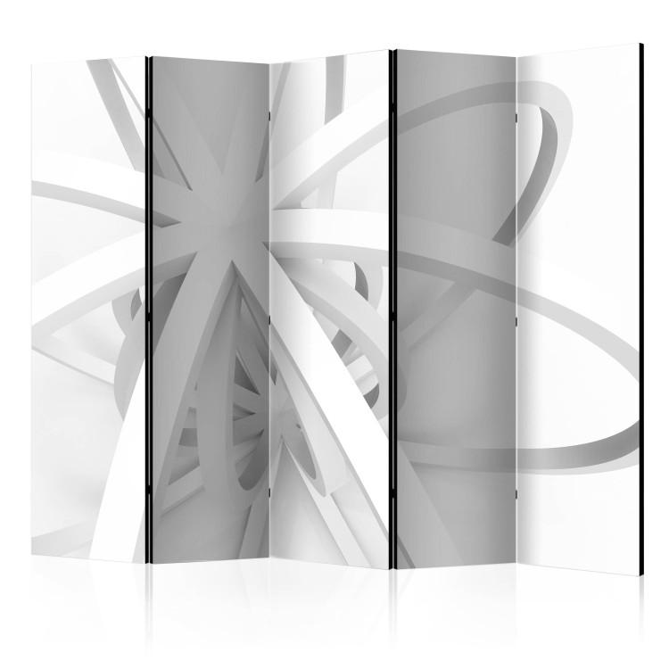 Room Divider White Form (5-piece) - bright geometric abstraction with circles
