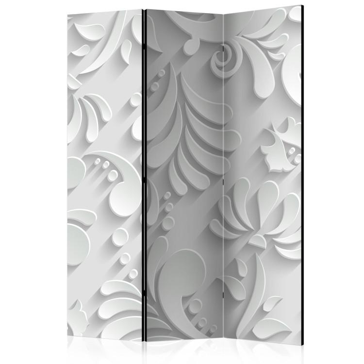 Room Divider Botanical Motif (3-piece) - composition in white flowers in retro style