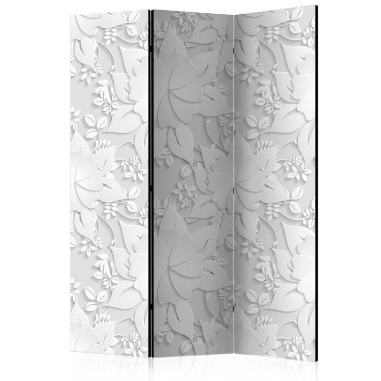 Room Divider White Blossoms (3-piece) - unique composition with a floral motif
