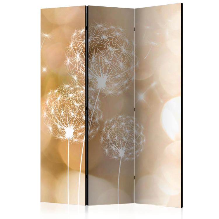 Room Divider Touch of Summer (3-piece) - dandelion illusion on a warm background