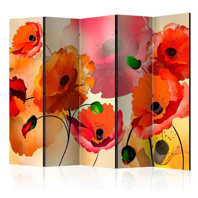 Room Divider Velvet Poppies II (5-piece) - composition in colorful wildflowers