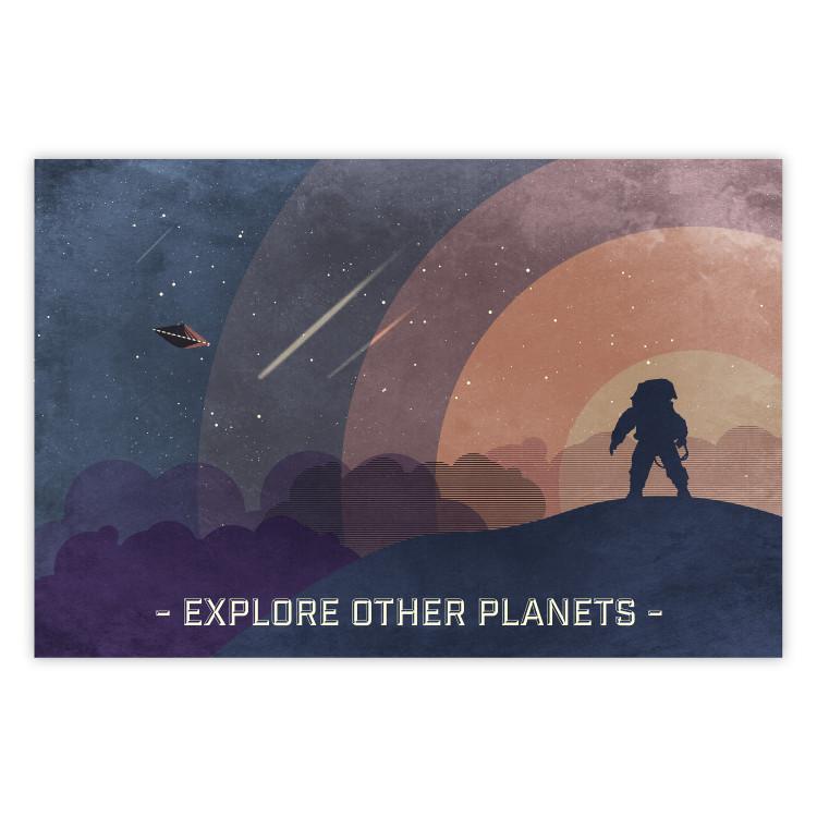 Poster Explore Other Planets - colorful space abstraction with text