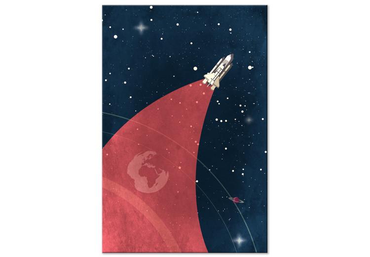 Canvas Print Space Journey (1-part) vertical - flying rocket in space