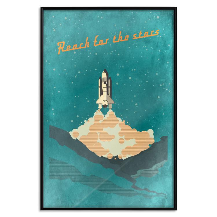 Poster Reach for the Stars - cosmic abstraction with a rocket among stars