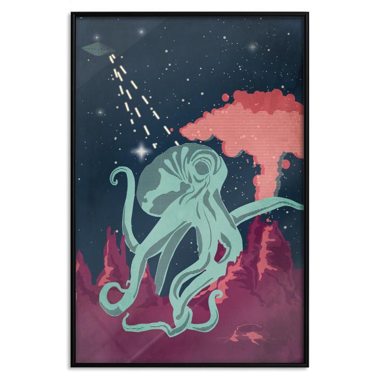 Poster Cosmic Octopus - abstraction with a marine animal against a starry background