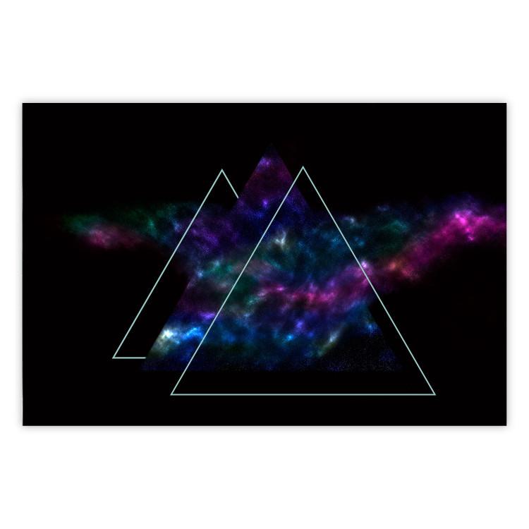 Poster Cosmic Mirror - geometric abstraction in triangles on a dark background