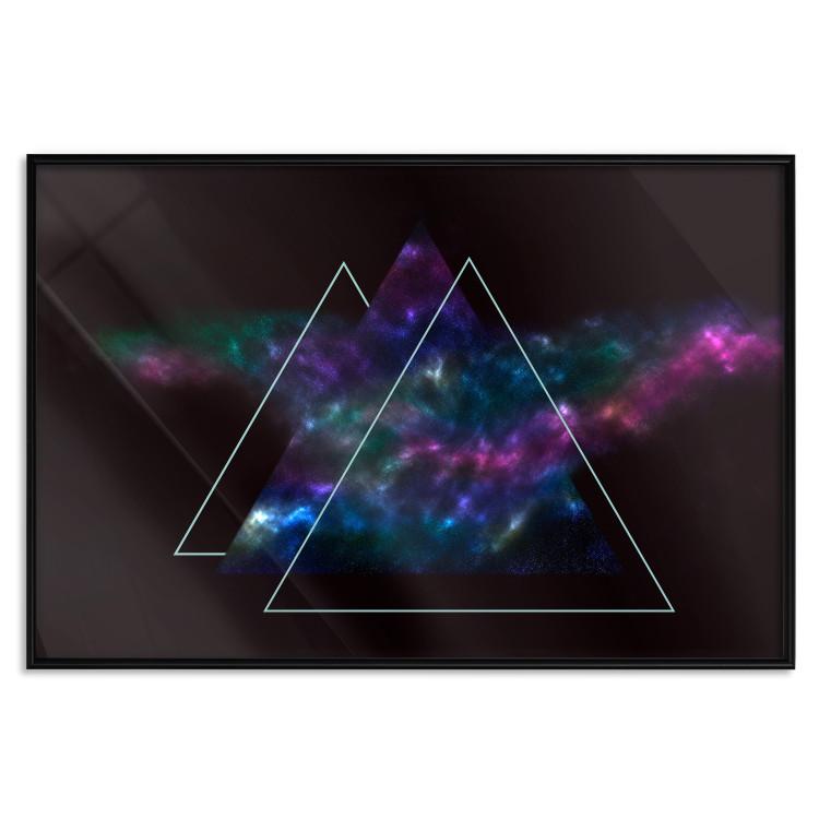 Poster Cosmic Mirror - geometric abstraction in triangles on a dark background