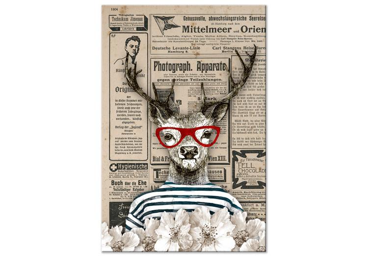 Canvas Print Sailor Stag (1-part) vertical - abstract deer with glasses