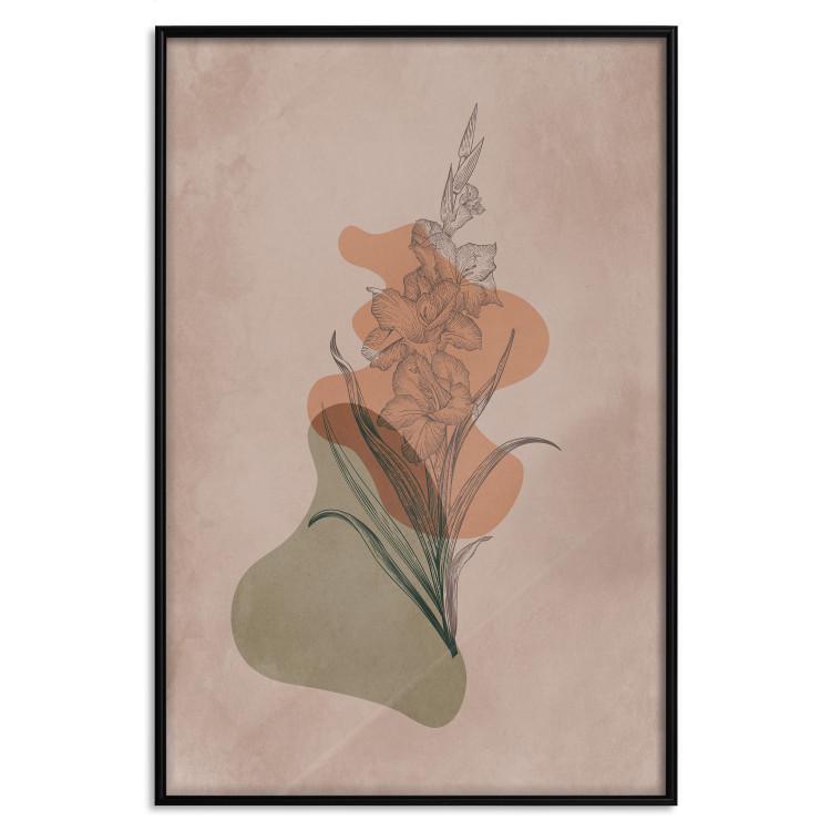 Poster Sword Lily - warm abstraction with a flower and rounded shapes in boho style