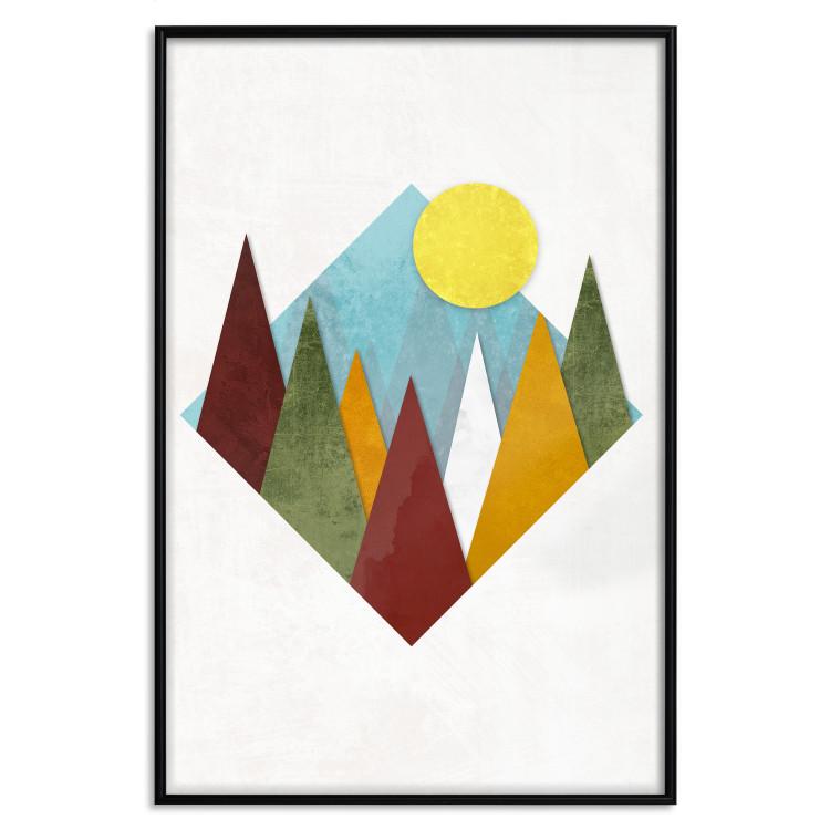 Poster Mountain Morning - geometric abstraction with colorful mountain landscape