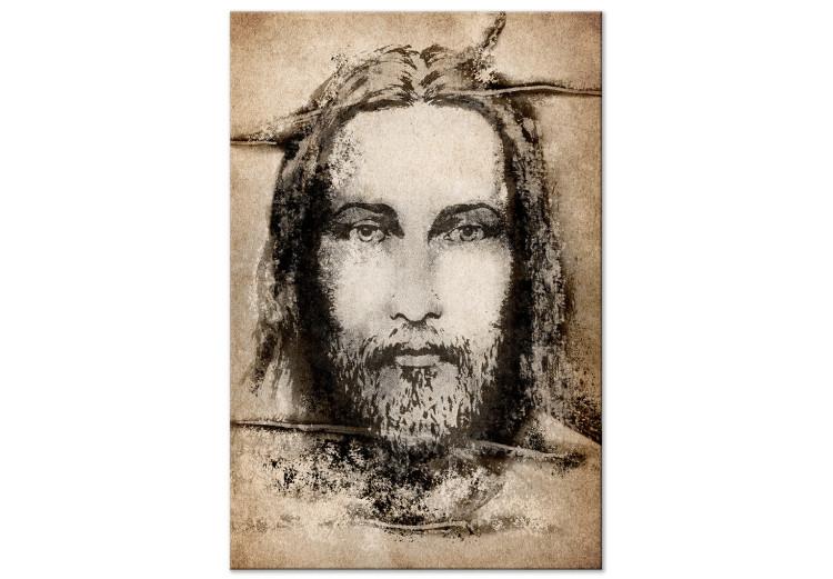 Canvas Print Turin Shroud in Sepia (1-part) vertical - dark face of Jesus