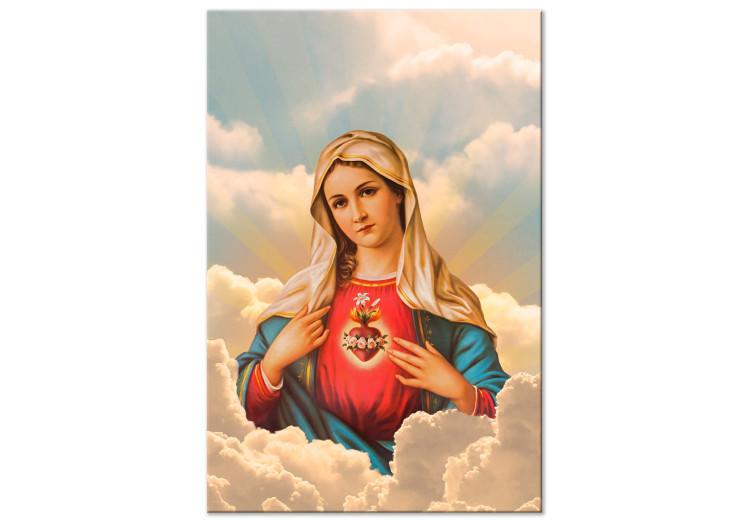 Canvas Print Mary (1-part) vertical - figure of the Virgin Mary among clouds