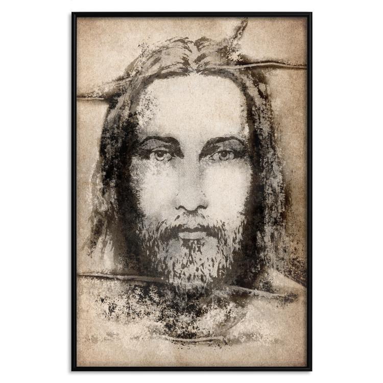 Poster Turin Shroud in Sepia - brown sacred composition with the face of the saint