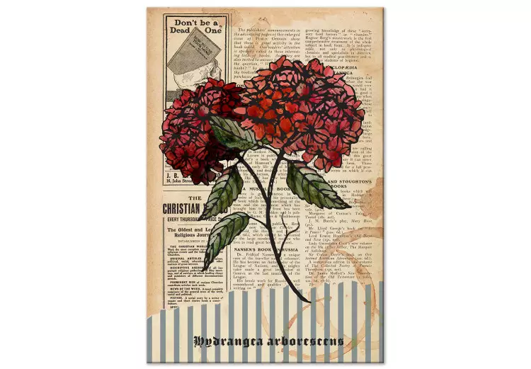 Morning Flowers (1-part) vertical - red flowers in retro motif
