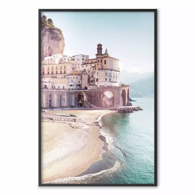 Morning Expedition - maritime landscape of architecture against cliff backdrop