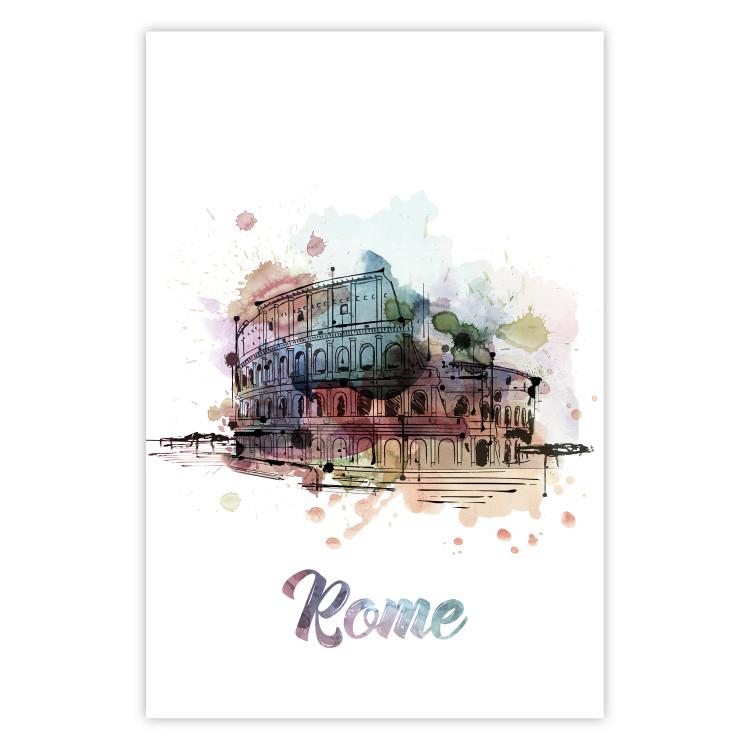 Poster Rainbow Colosseum - colorful architecture of Rome and text against white background