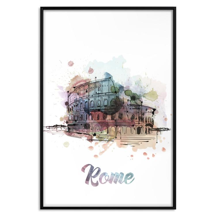 Poster Rainbow Colosseum - colorful architecture of Rome and text against white background