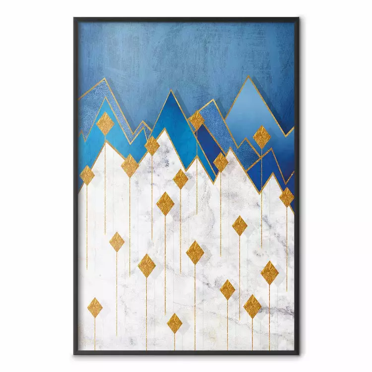 Snowy Land - geometric abstraction with winter mountain landscape