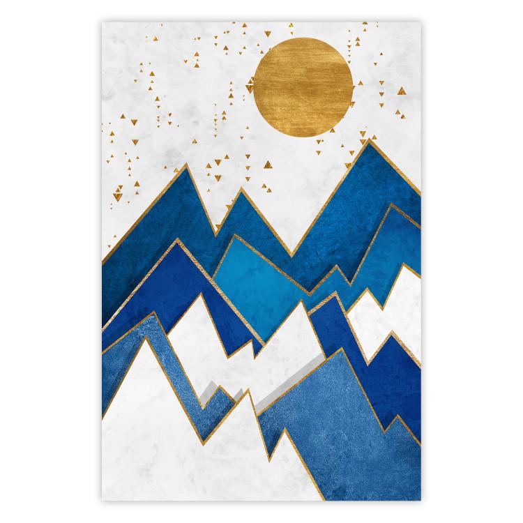 Poster Snowy Peaks - geometric abstraction with winter mountain landscape