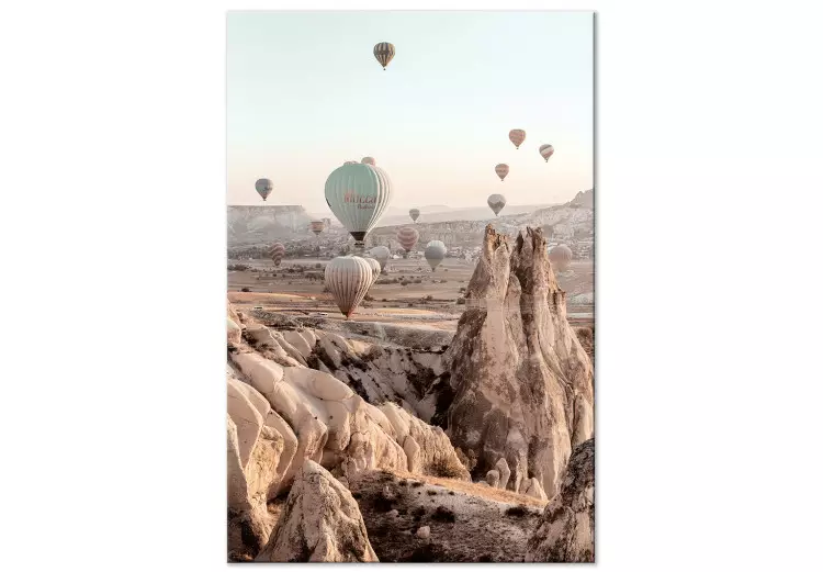 Canvas Print Fairy Tale Journey (1-part) vertical - landscape scenery of balloons