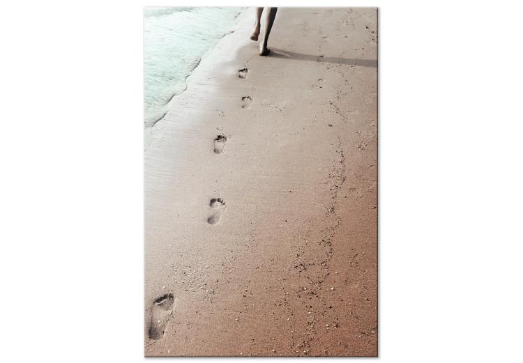 Canvas Print Fleeting Trace (1-part) vertical - summer landscape of footprints on the beach