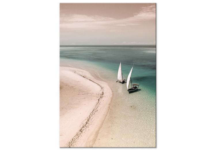 Canvas Print Romantic Coast (1-part) vertical - seascape with sailboats
