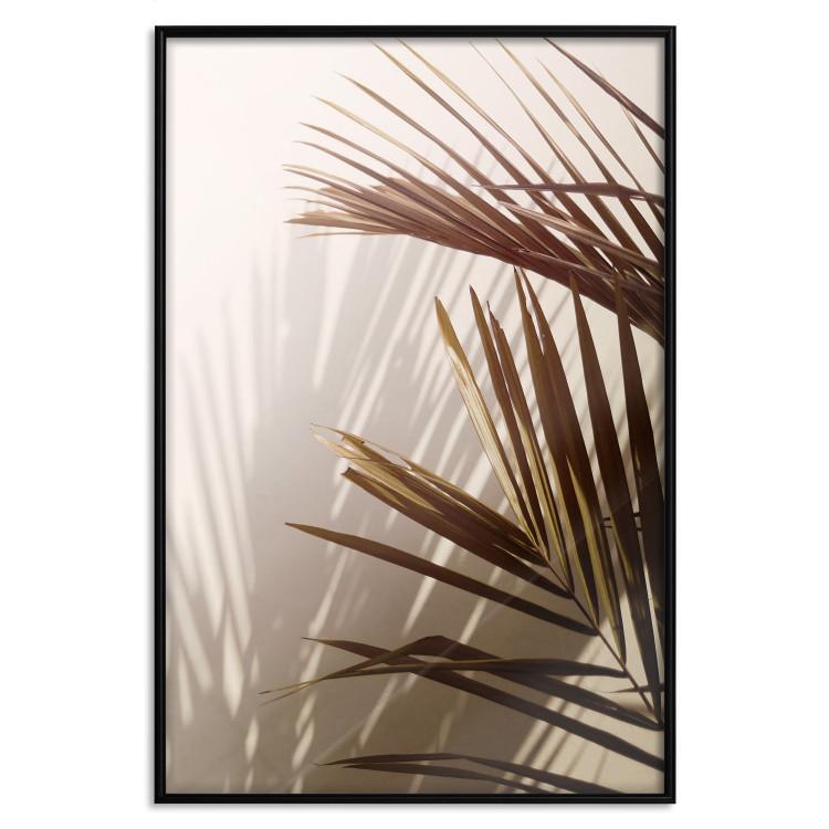 Poster Rhythmic Tones: Sepia - summer composition with tropical palm leaves