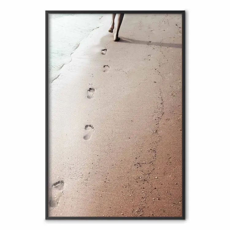 Fleeting Trace - composition with a woman running on a sandy beach