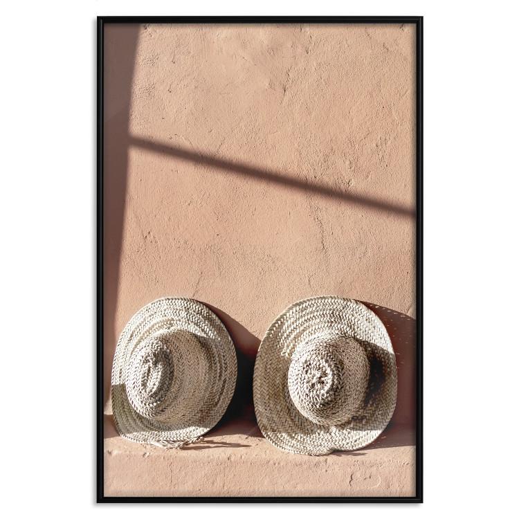 Poster Sunlit Couple - two hats in the sunlight against a wall