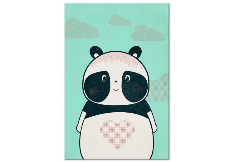 Canvas Print Caring Panda (1-part) vertical - pastel animal with a heart