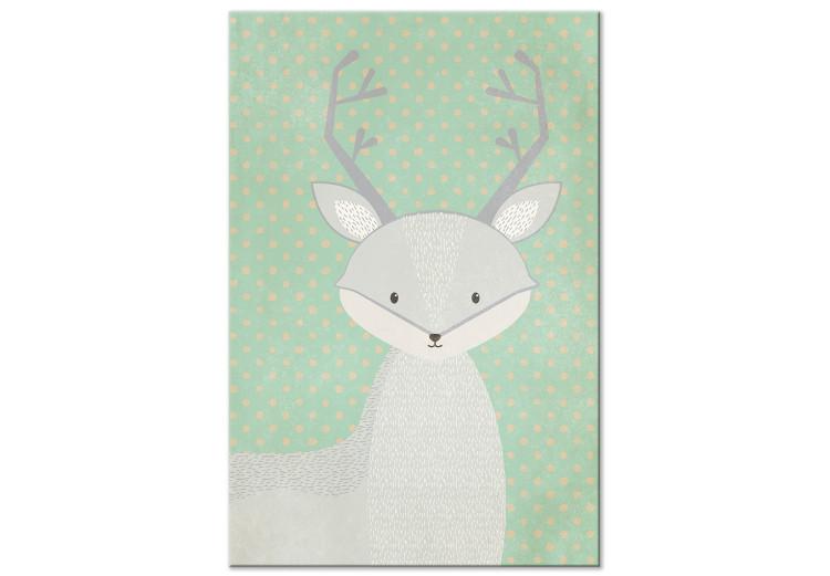 Canvas Print Young Fawn (1-part) vertical - pastel deer on a dotted background
