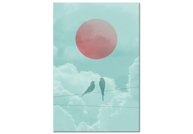 Canvas Print Pastel Sunset (1-part) vertical - abstract birds