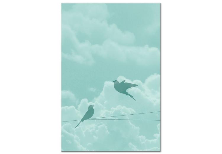 Canvas Print Shadow of Flight (1-part) vertical - pastel bird landscape in the sky