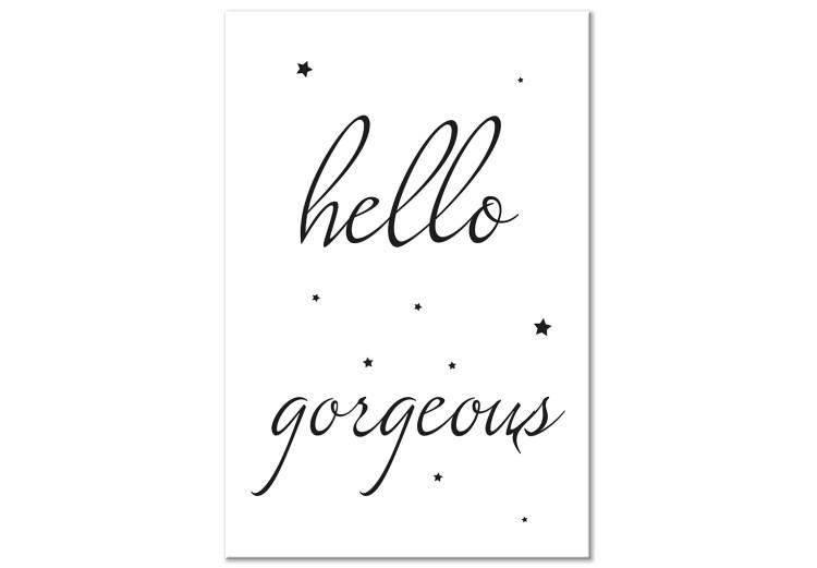 Canvas Print Hello Gorgeous (1-part) vertical - English inscription with stars