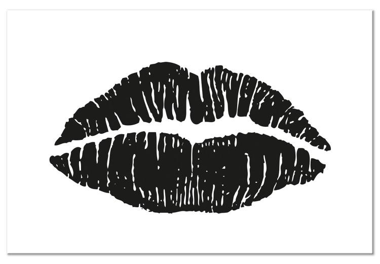 Canvas Print Lipstick Trace (1-part) wide - woman's black lips on a white background