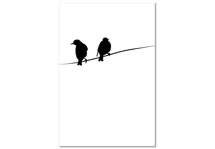 Canvas Print Bird Chatter (1-part) vertical - black animals on a white background