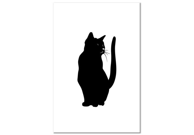 Canvas Print Curious Cat (1-part) vertical - black animal on a white background