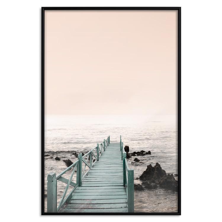 Poster Pier of Memories - wooden colorful pier against seascape