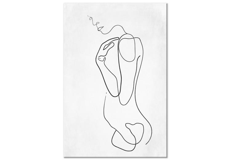 Canvas Print Linear Nude (1-piece) Vertical - abstract female silhouette