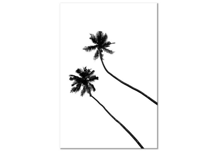 Canvas Print Lonely Palms (1-piece) Vertical - black trees on white background