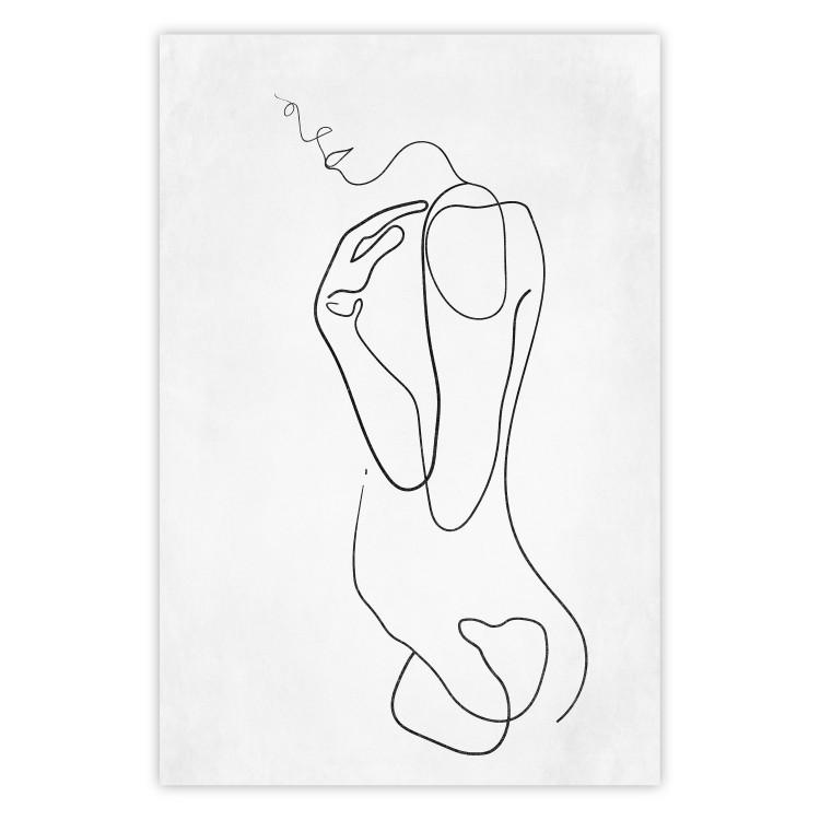 Poster Linear Nude - abstract and black line art of a woman on a plain background