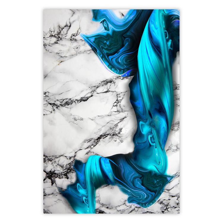 Poster Strong Attraction - blue and abstract pattern on a marble background