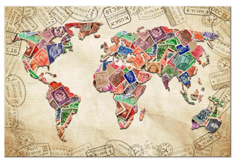 Canvas Print Travel Mementos (1-piece) Wide - vintage-style world map