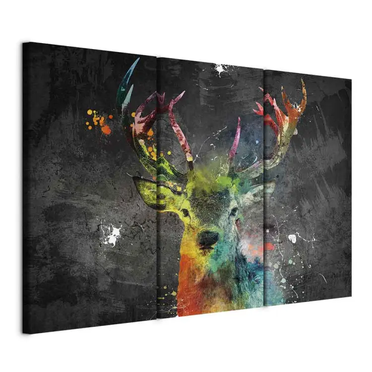 Rainbow Deer (3-piece) - abstract colorful deer with antlers