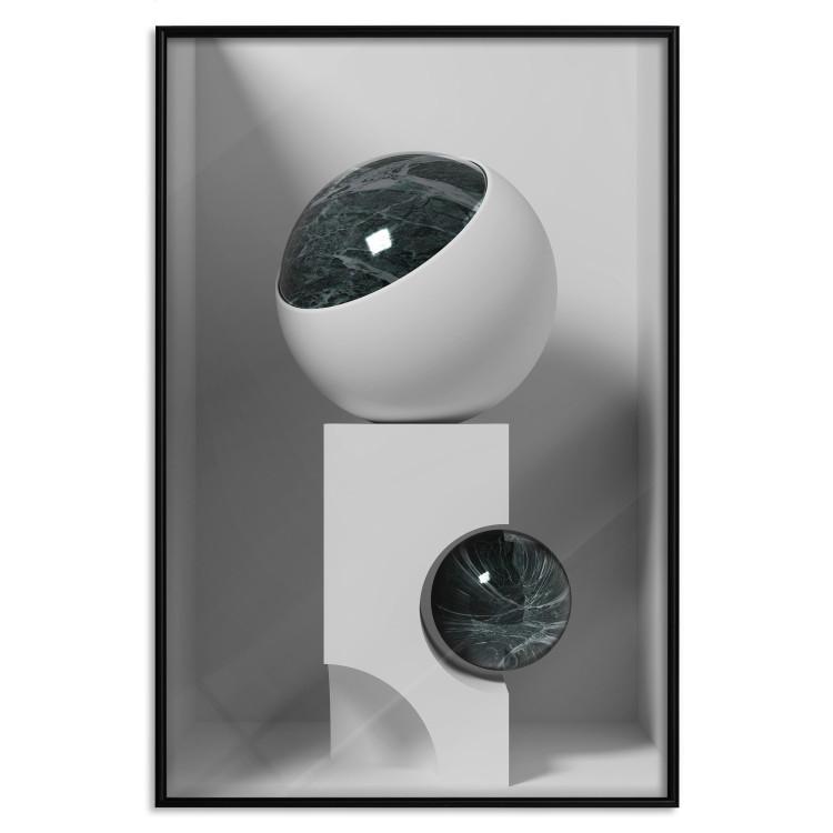 Poster Glass Eye - abstract shapes with dark accents on a light background