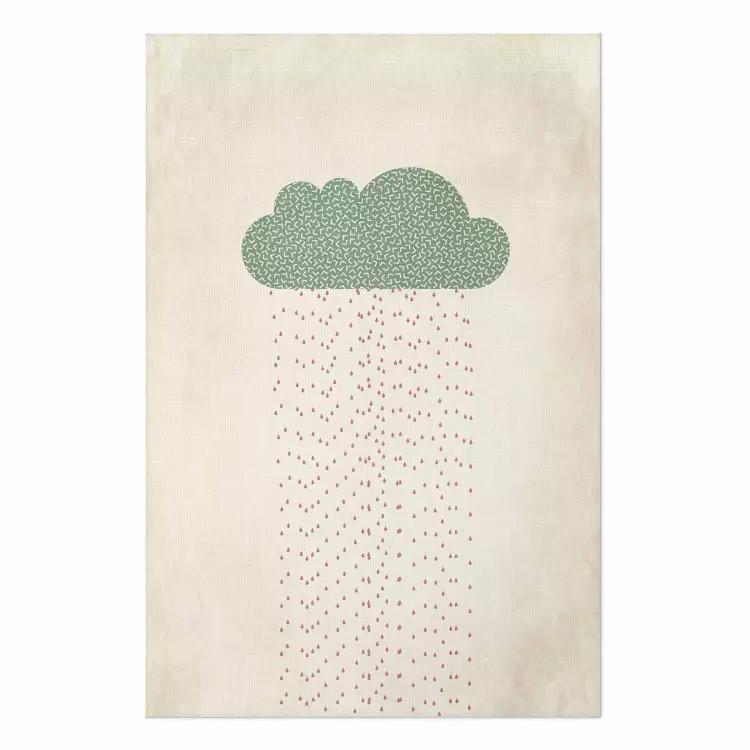 Poster Candy Rain - abstract green cloud with red rain